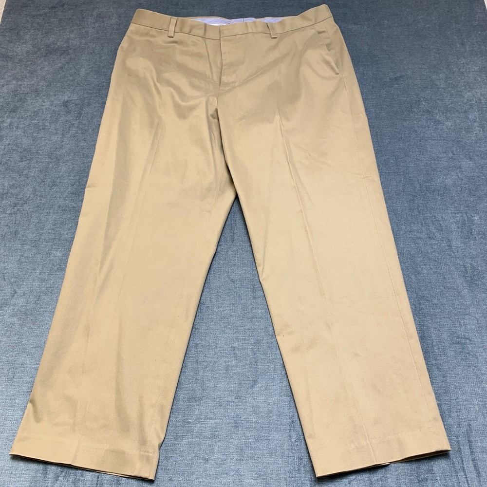 Kirkland Signature Comfort Dress Pants Mens 38x29 Beige Cotton Straight Leg